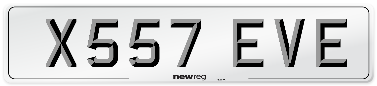 X557 EVE Number Plate from New Reg